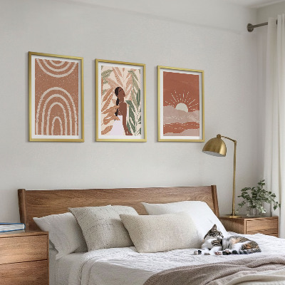 Lot de 3 tableaux pour salon Formes abstraites bohèmes