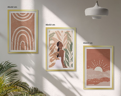 Lot de 3 tableaux pour salon Formes abstraites bohèmes