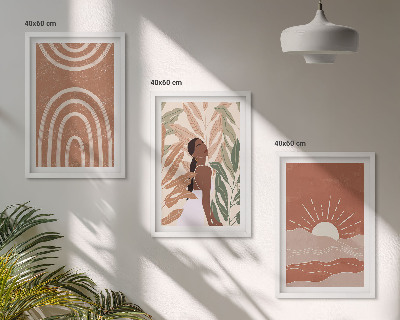 Lot de 3 tableaux pour salon Formes abstraites bohèmes