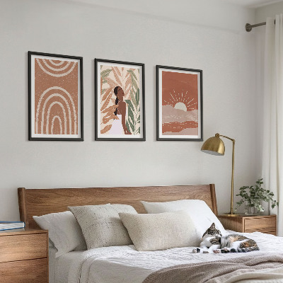Lot de 3 tableaux pour salon Formes abstraites bohèmes