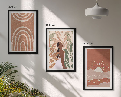 Lot de 3 tableaux pour salon Formes abstraites bohèmes