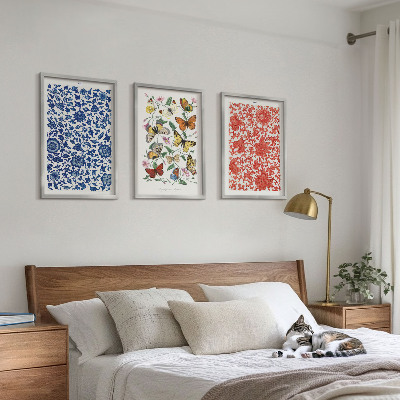 Cadre photo mural Ornements vintage de fleurs et de papillons