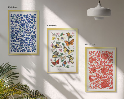 Cadre photo mural Ornements vintage de fleurs et de papillons