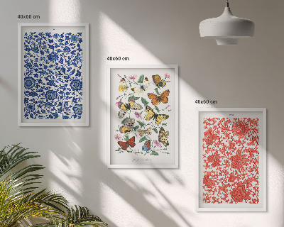 Cadre photo mural Ornements vintage de fleurs et de papillons
