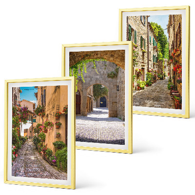Lot de 3 tableaux pour salon Rues italiennes fleurs architecture