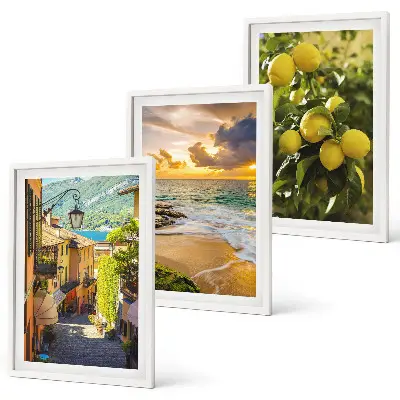 Cadre photo mural représentant des rues, la mer, la plage et des agrumes