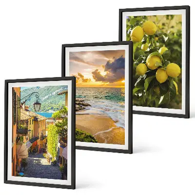 Cadre photo mural représentant des rues, la mer, la plage et des agrumes