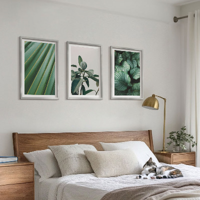 Lot de 3 tableaux pour salon Feuilles tropicales esthétiques