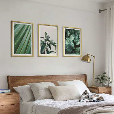 Lot de 3 tableaux pour salon Feuilles tropicales esthétiques