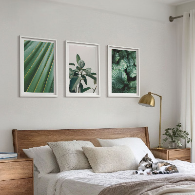 Lot de 3 tableaux pour salon Feuilles tropicales esthétiques
