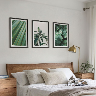 Lot de 3 tableaux pour salon Feuilles tropicales esthétiques