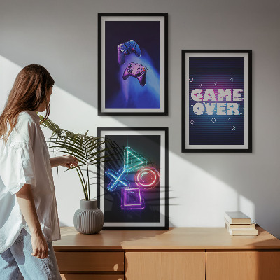 Lot de 3 tableaux pour salon Game Over Manettes