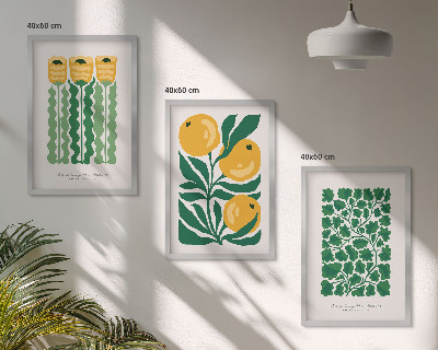 Lot de 3 tableaux pour salon Motifs végétaux, fleurs, feuilles