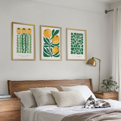 Lot de 3 tableaux pour salon Motifs végétaux, fleurs, feuilles