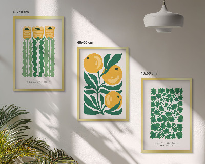Lot de 3 tableaux pour salon Motifs végétaux, fleurs, feuilles