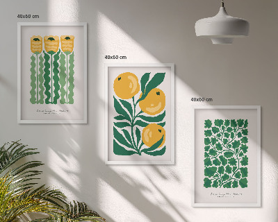 Lot de 3 tableaux pour salon Motifs végétaux, fleurs, feuilles