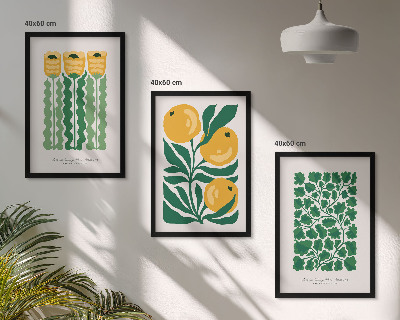 Lot de 3 tableaux pour salon Motifs végétaux, fleurs, feuilles