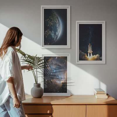 Cadre photo mural Galaxie de la fusée Terre-Espace