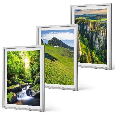Lot de 3 tableaux pour salon montagnes vertes, cascade et forêt