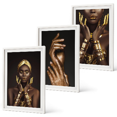 Lot de 3 tableaux pour salon Portraits de femmes africaines