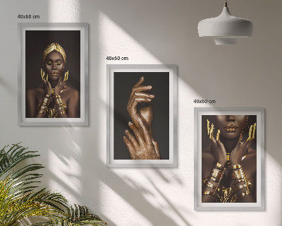 Lot de 3 tableaux pour salon Portraits de femmes africaines
