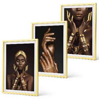 Lot de 3 tableaux pour salon Portraits de femmes africaines