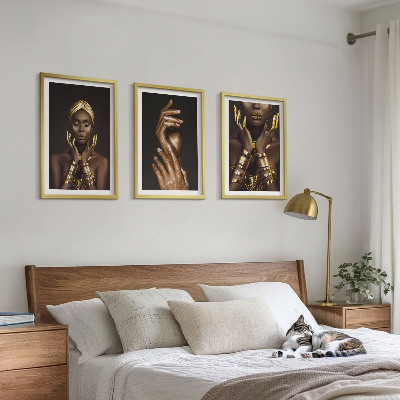 Lot de 3 tableaux pour salon Portraits de femmes africaines