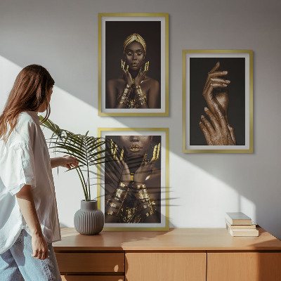Lot de 3 tableaux pour salon Portraits de femmes africaines