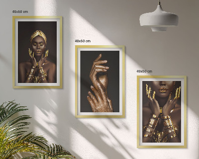 Lot de 3 tableaux pour salon Portraits de femmes africaines