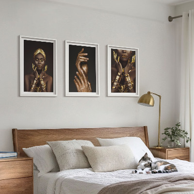 Lot de 3 tableaux pour salon Portraits de femmes africaines
