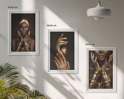 Lot de 3 tableaux pour salon Portraits de femmes africaines