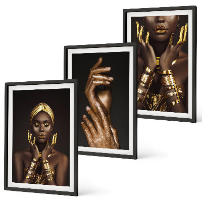 Lot de 3 tableaux pour salon Portraits de femmes africaines
