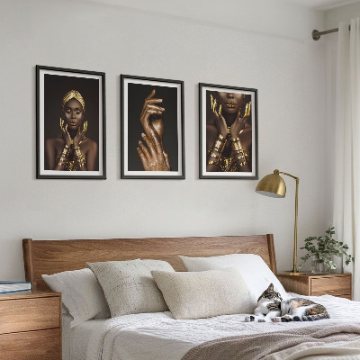 Lot de 3 tableaux pour salon Portraits de femmes africaines