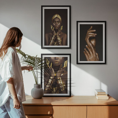 Lot de 3 tableaux pour salon Portraits de femmes africaines