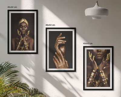 Lot de 3 tableaux pour salon Portraits de femmes africaines
