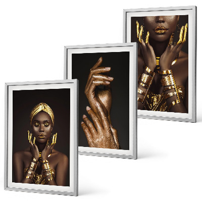 Lot de 3 tableaux pour salon Portraits de femmes africaines