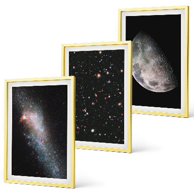 Lot de 3 tableaux pour salon Espace galaxies étoiles lune