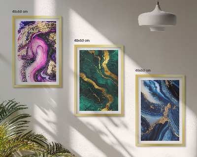 Lot de 3 tableaux pour salon Motifs abstraits rose-vert