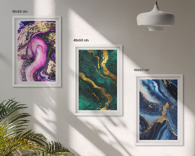 Lot de 3 tableaux pour salon Motifs abstraits rose-vert