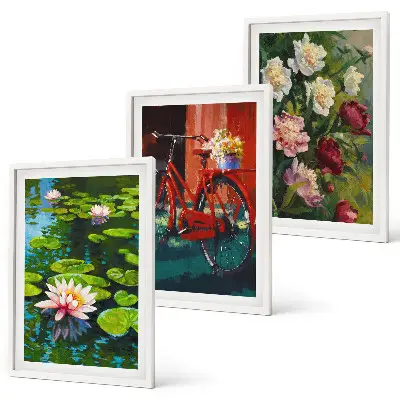 Cadre photo mural représentant des lys dans le jardin avec des fleurs colorées