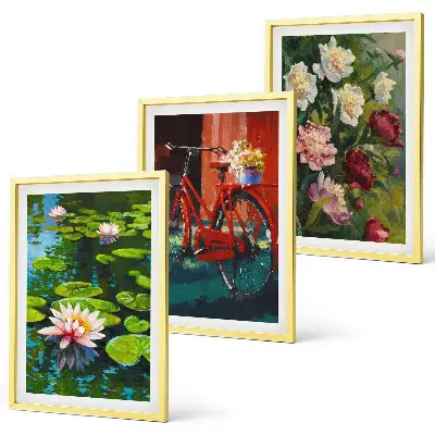 Cadre photo mural représentant des lys dans le jardin avec des fleurs colorées