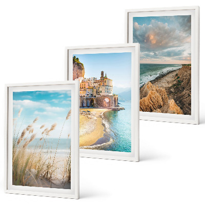 Lot de 3 tableaux pour salon Paysages plage falaises ville