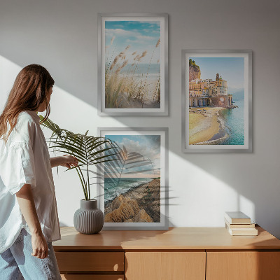 Lot de 3 tableaux pour salon Paysages plage falaises ville