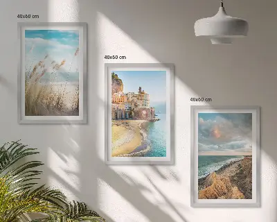 Lot de 3 tableaux pour salon représentant des paysages de plage, de falaises et de ville