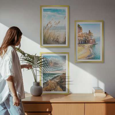 Lot de 3 tableaux pour salon Paysages plage falaises ville
