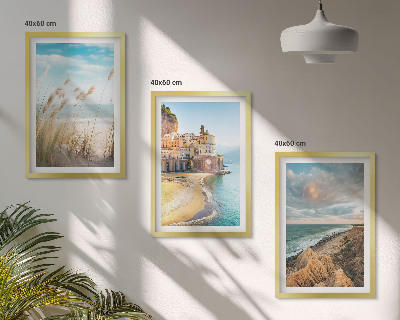 Lot de 3 tableaux pour salon Paysages plage falaises ville