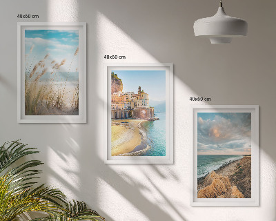 Lot de 3 tableaux pour salon Paysages plage falaises ville