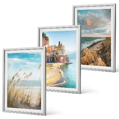Lot de 3 tableaux pour salon représentant des paysages de plage, de falaises et de ville