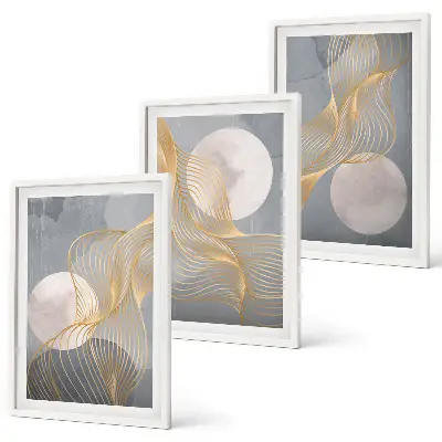 Cadre photo mural avec motifs abstraits de vagues et cercles