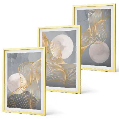 Cadre photo mural avec motifs abstraits de vagues et cercles